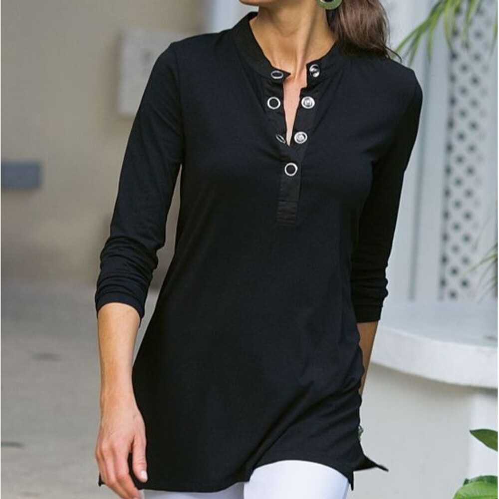 Soft Surroundings Tracee Pullover Tunic Teal Snap… - image 1